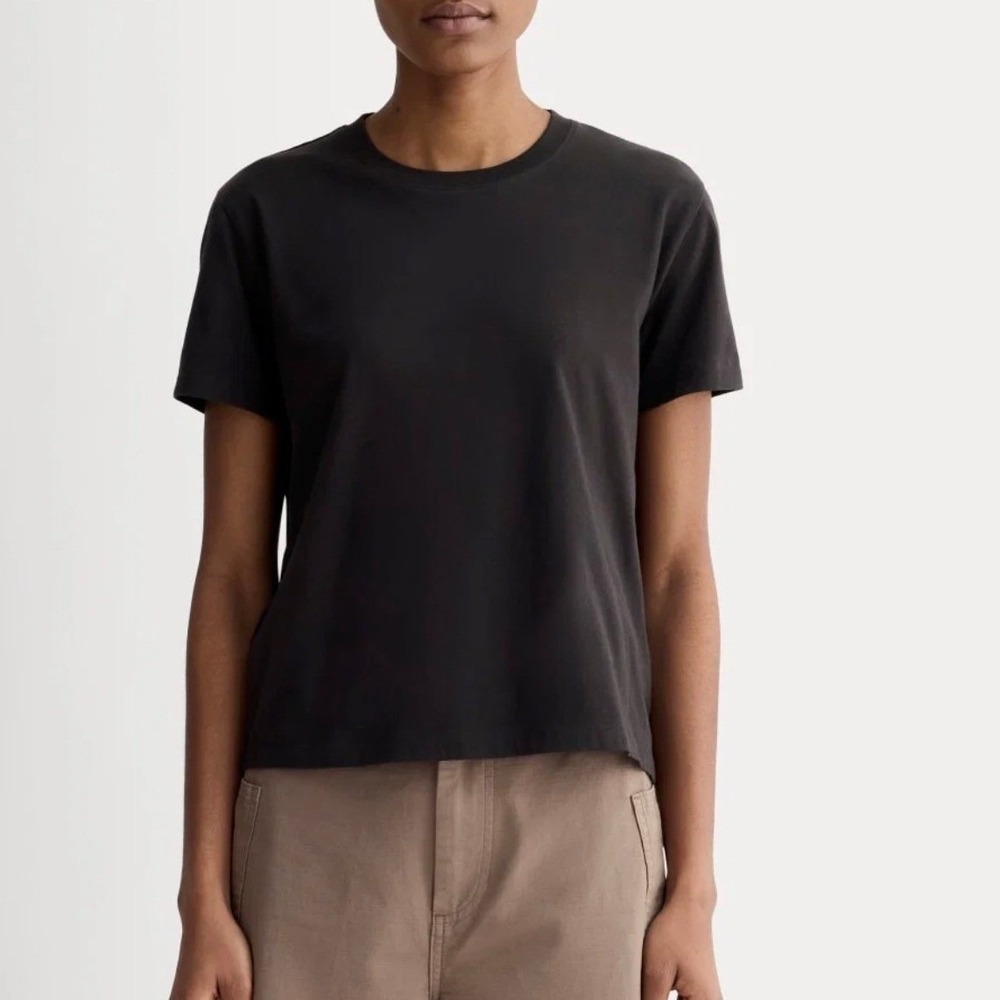 Everlane Womens Black Organic Cotton Box-Cut Tee T-Shirt Medium New Cotton